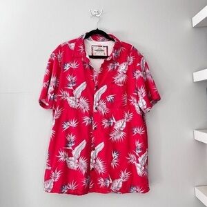 California Cowboy High Water red tropical shirt size XXXL